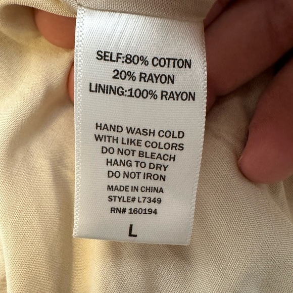 By Together Botanical Tiered Mini Dress Criss Cross Back Adjustable Straps SZ L - Picture 4 of 6